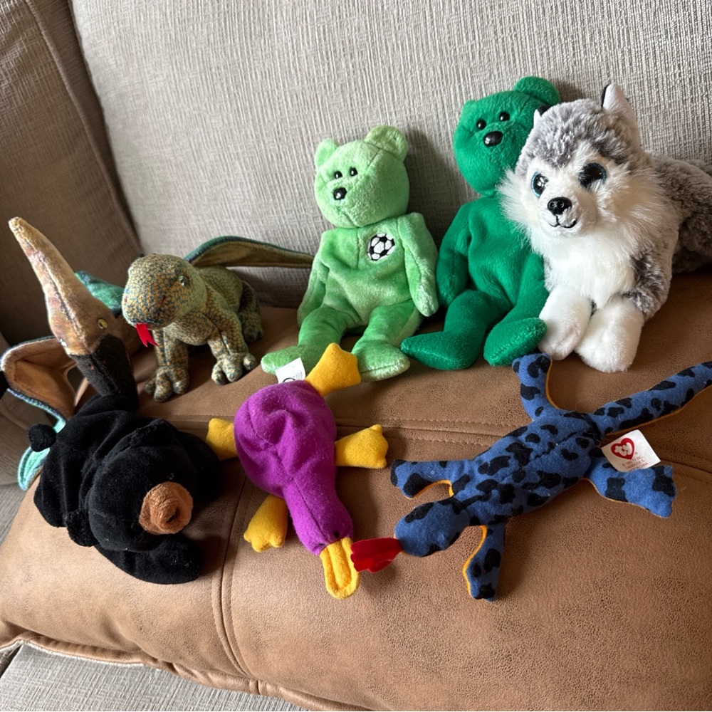 Ty Stuffed Animal Collection - Green, Black, Purple, Blue 8